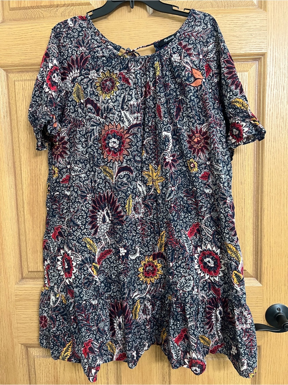 Madewell Ruffle-Sleeve Popover Mini Dress “Bali Blooms" Print - Cotton - Sz M